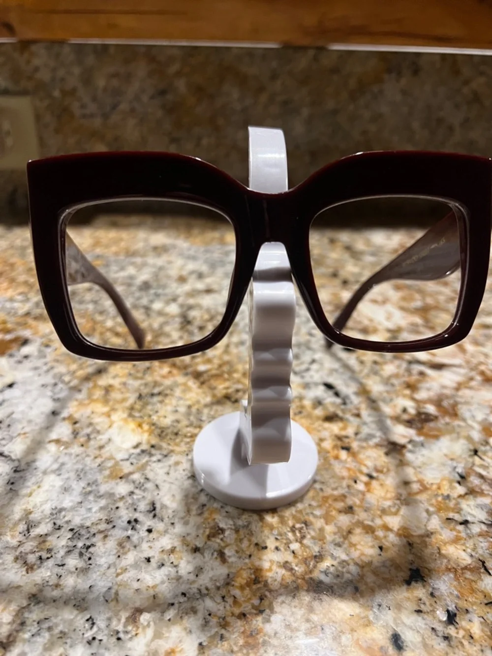 Fashion Chunky Square Eyeglass  in Deep Burgundy